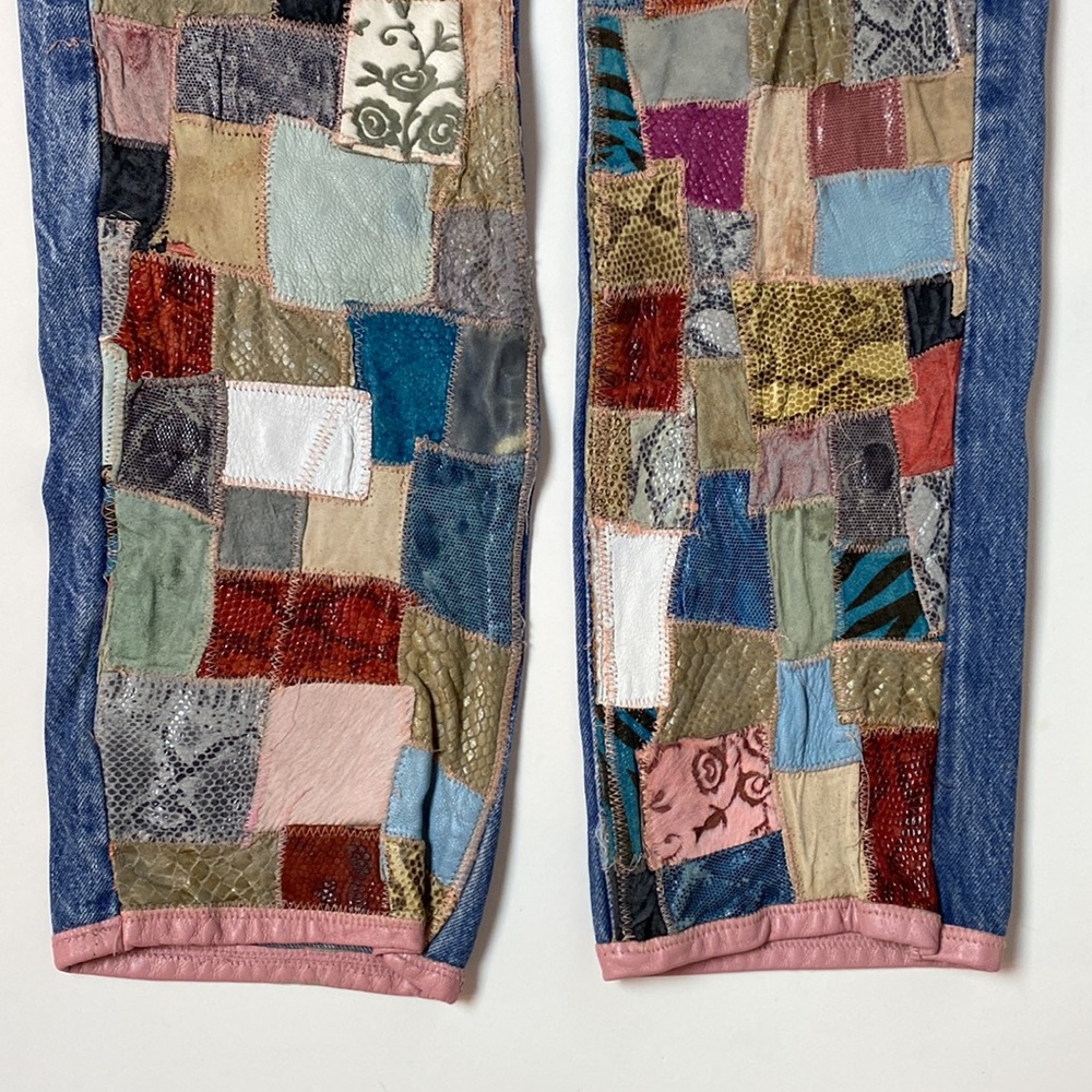 Hp Levi’s Vintage Custom Leather Patchwork Hi Wai… - image 5